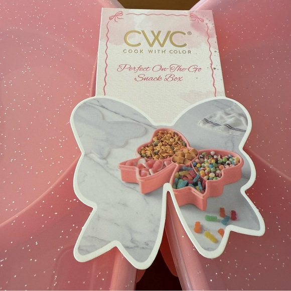 Large Sparkle Bow Snack Box Food Storage Container Valentine SHIP ASAP CWC Pink - Picture 7 of 11